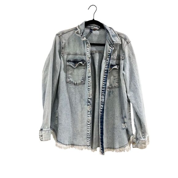 Pilcro Jackets & Blazers - Pilcro Women's Denim Shacket Lightwash Blue Size S Casual Button-Up